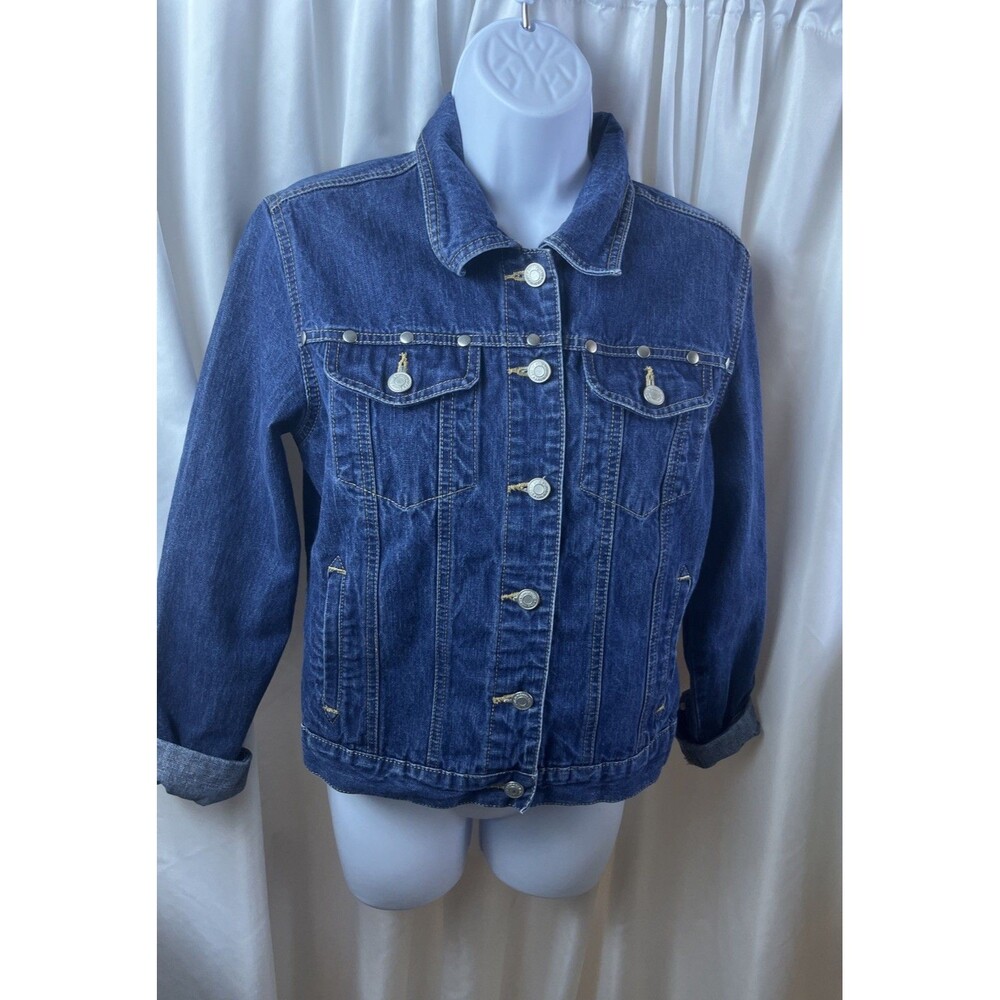 Vintage Old Navy Blue Jeans Women’s Dark Wash Denim Trucker Jacket Size M
